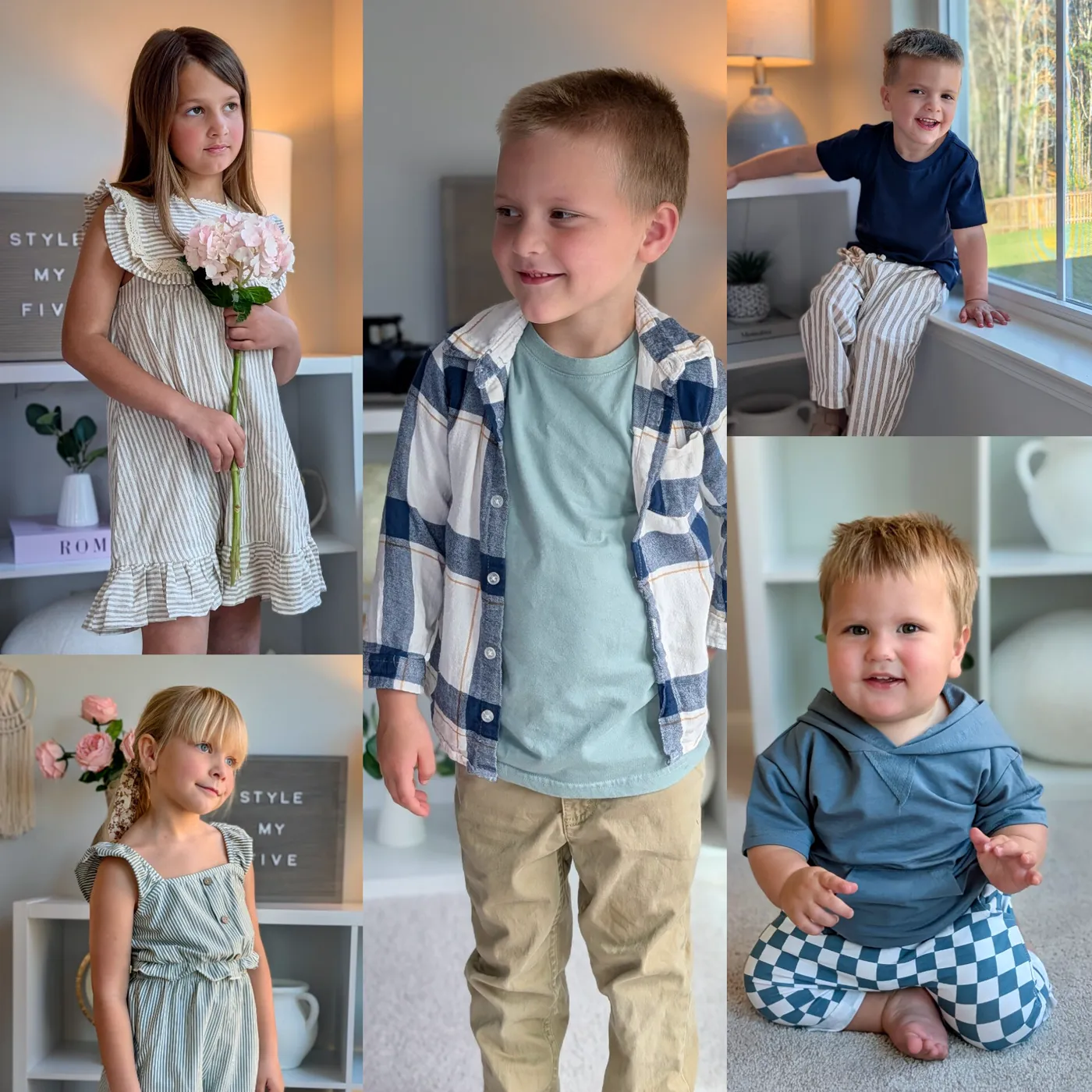 Portfolio collage of kids and family lifestyle content